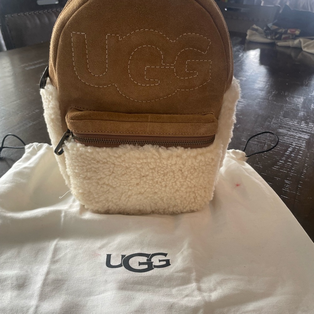 UGG Tan and Cream Shearling Backpack